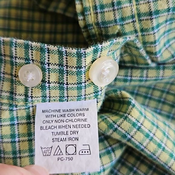 Izod Men's Light Green Plaid 100% Cotton Long Sleeve Button Down Size S - Picture 9 of 10